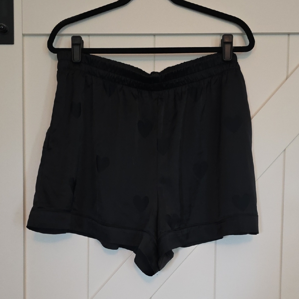 nuuds Black Heart-Print Satin Pajama Top & Shorts Set - Picture 5 of 7